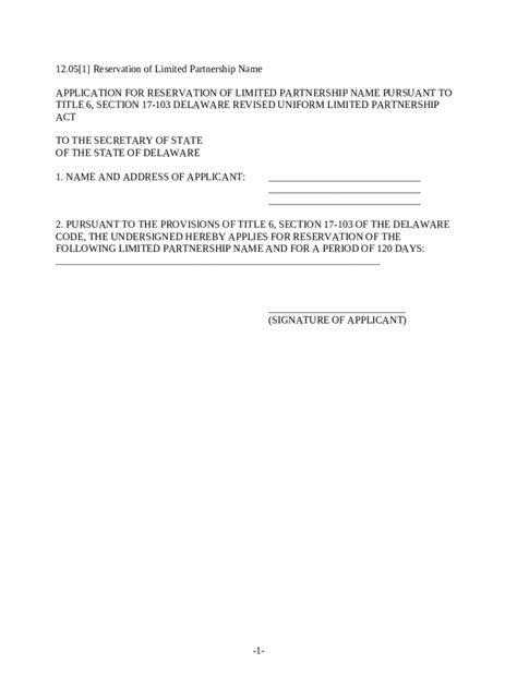 Reservation of Limited Partnership Name Doc Template | pdfFiller