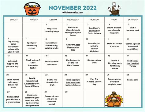 November Activity Calendar - Printable Calendars AT A GLANCE
