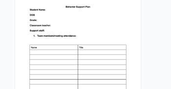 Behavior Support Plan Template 的图像结果