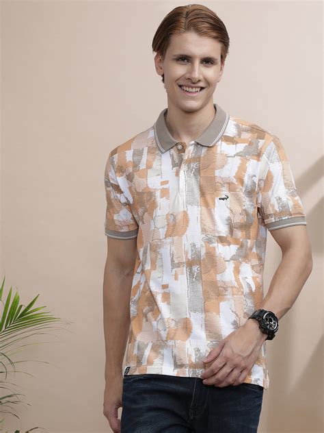 Buy Brown Printed Half Sleeve Casual Polo T-Shirt – Crocodile