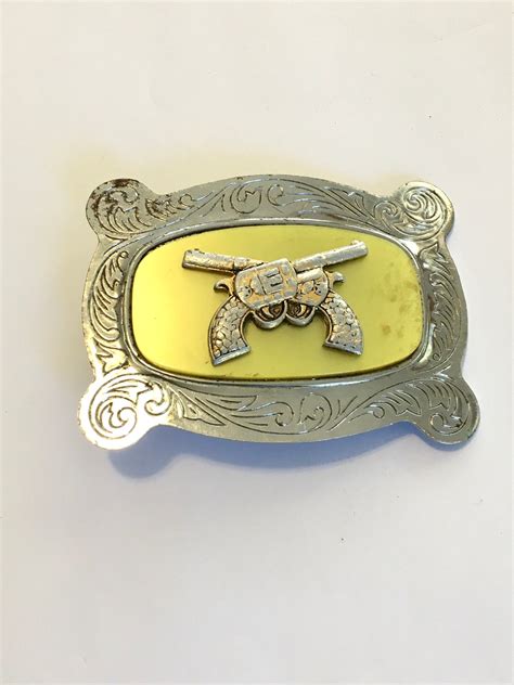 Vintage Crossed Pistol Belt Buckle - Etsy