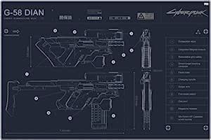 Midnight Works Cyberpunk 2077 Militech G-58 Dian Blueprint Poster 18 x ...