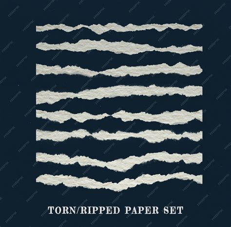 Set of isolated torn ripped paper edge texture collection | Premium PSD