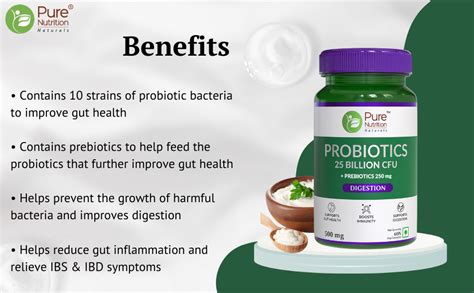 Pure Nutrition Probiotic + Prebiotic, 60 Veg Capsules | 25 Billion CFU ...