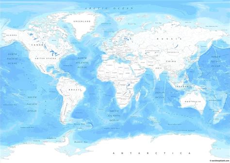 World Map with Oceans and Seas of the World Map [PDF] – World Map Blank