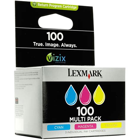 Original Lexmark 100 Cyan Magenta Yellow Pack Ink Cartridges (14N0849 ...