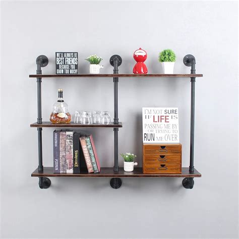 MBQQ Industrial Pipe Shelf with Wood 43.3in,Rustic India | Ubuy