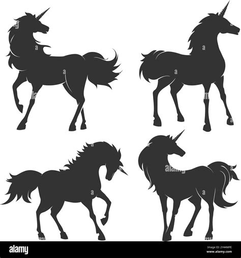 Unicorn silhouette set Stock Vector Image & Art - Alamy