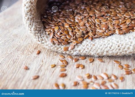 Flax Seeds or Flaxseed are in a Bag on Old Boards Stock Photo - Image of detail, nutrition ...