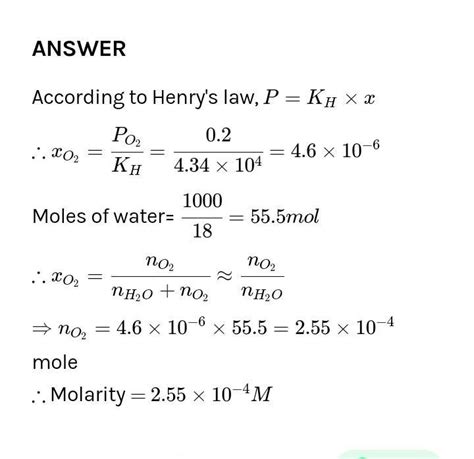 What do you mean by henry's law? The henry's law constant for oxygen ...