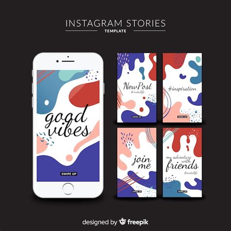 Colorful instagram stories templates | Free Vector
