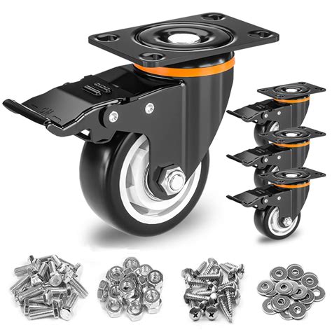 Buy Heavy Duty Caster Wheels Set of 4, 75mm Swivel Trolley with 4 ...