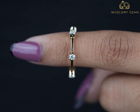 Buy 14k Dainty Lab Diamond Wedding Band, Petite Diamond Wedding Ring ...