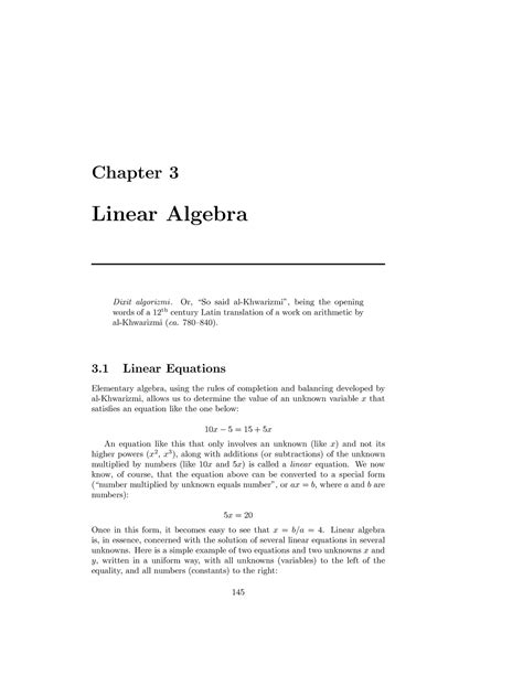 Linear Algebra basics - Chapter 3 Linear Algebra Dixit algorizmi. Or ...