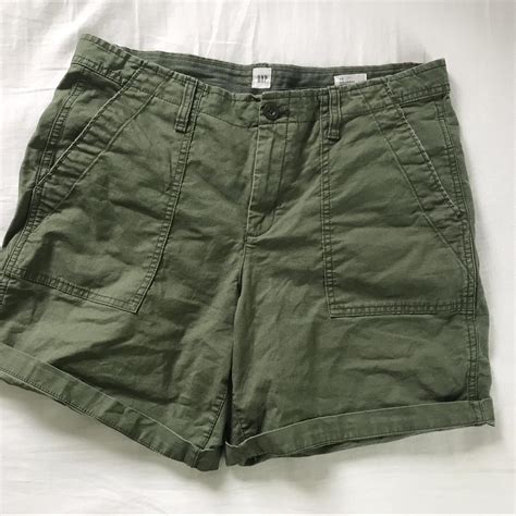 the gap green “girlfriend” chino shorts size 10 as... - Depop