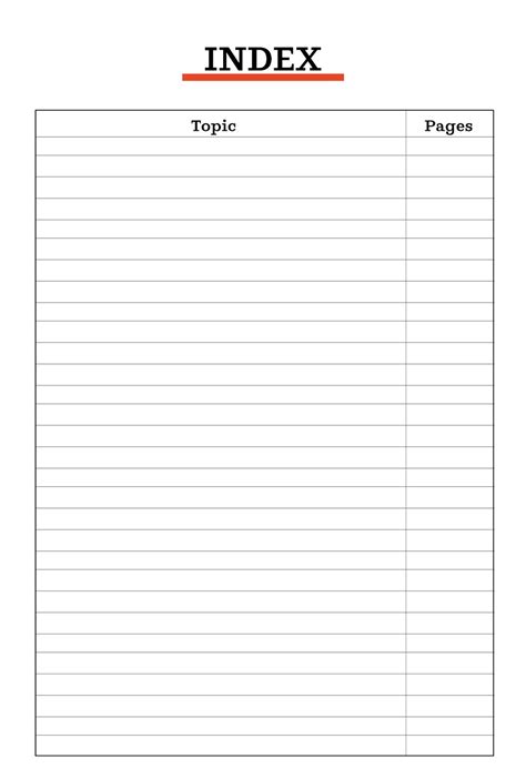 Bullet Journal Index Page Printable - Printable Bullet Journal