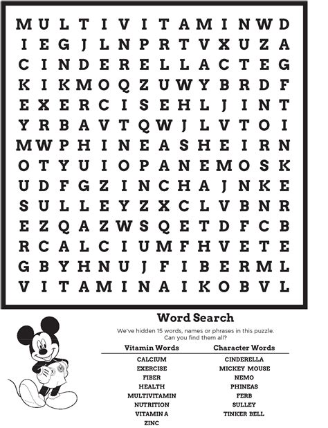 Disney Word Search Puzzles | Activity Shelter