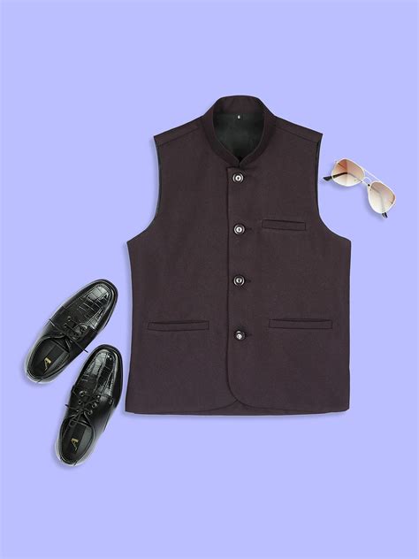 Kids Island Sleeveless Nehru Jacket - Wine