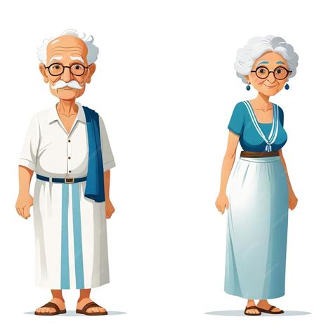Greek Grandpa and Grandma vector set white background isolated a high ...