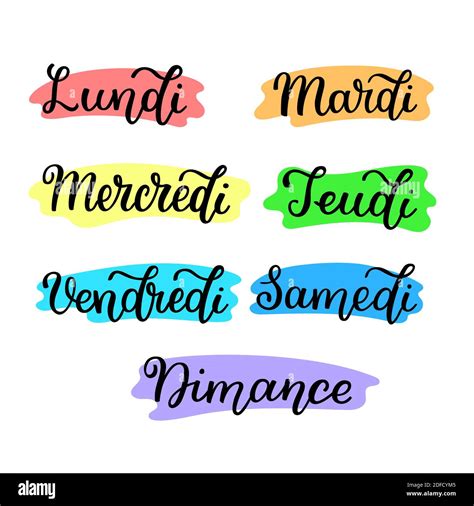 Days of the week in french Stock Vector Images - Alamy