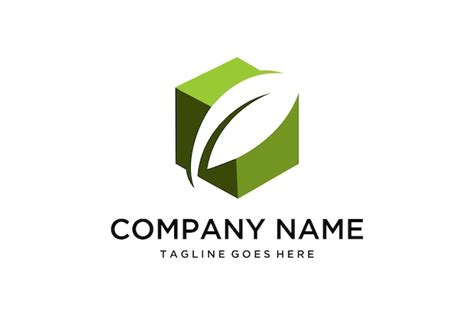 Illustration green leaf made together with the box packaging logo ...