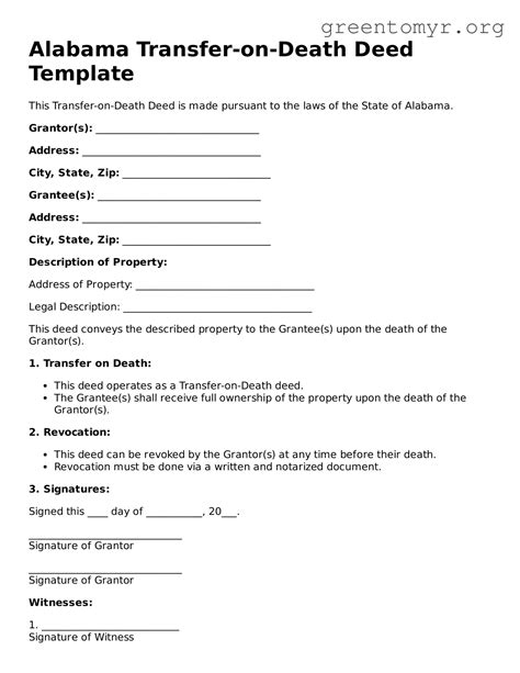 Valid Alabama Transfer-on-Death Deed Forms ≡ Fillable Template