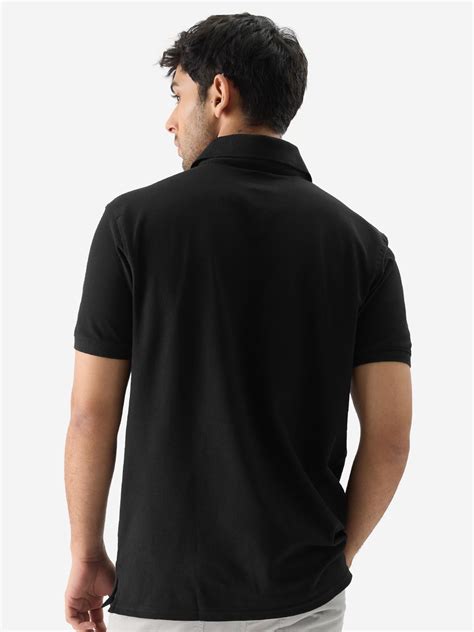 Buy Solid: Black Men Polos Online