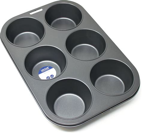6 Hole Jumbo Muffin Pan/Tin, Baking Tray, Non Stick by Lets Cook ...