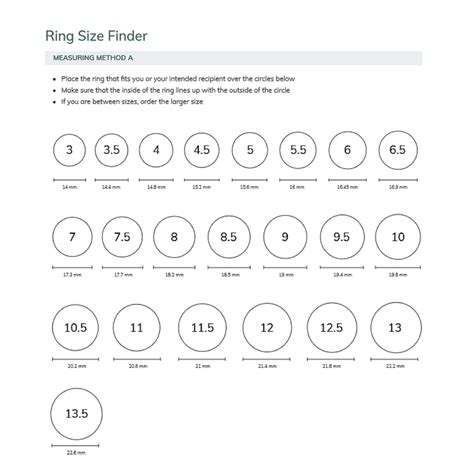 Image result for Printable Ring Size Guide
