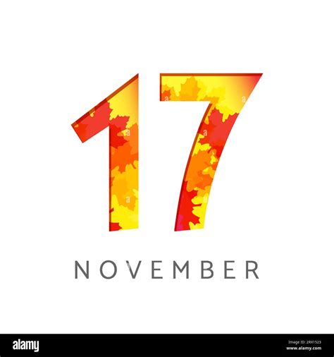 November 17 calendar number logo. Autumn sign concept. Planner or ...