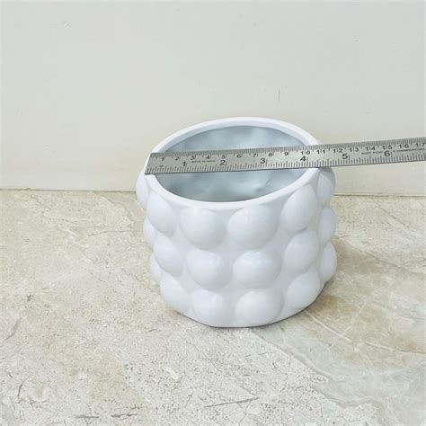 Buy White Bubble Textured Ceramic Planter – Modern Indoor Plant Pot ...