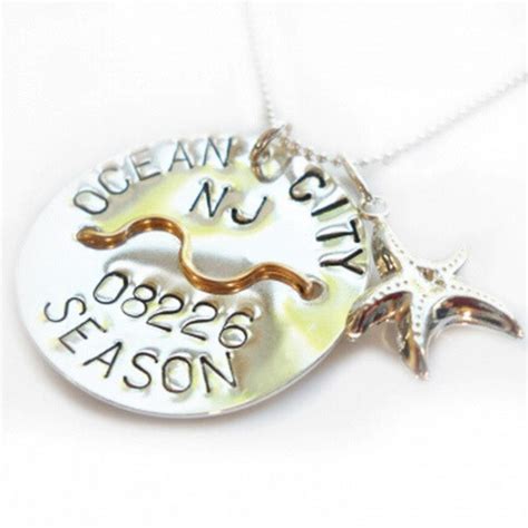 Ocean City Beach Tag Pendant and Necklace