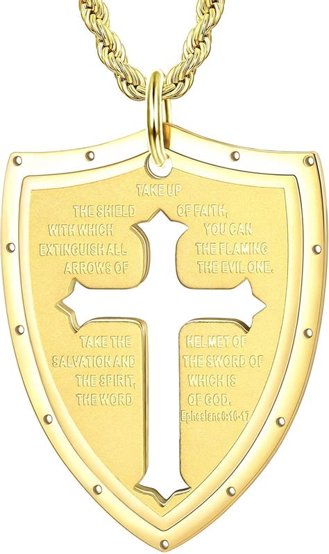 Buy Jewenova Shield Armor of God Ephesians 6:16-17, Faith Cross Pendant ...