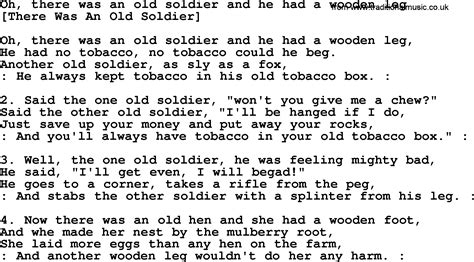 Old American Song - Lyrics for: Oh, There Was An Old Soldier And He Had ...