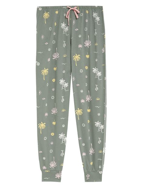 Buy Pure Cotton Palm Cuffed Hem Pyjama Bottoms at Marks & Spencer