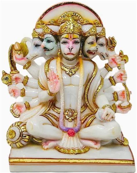Buy Divine Gifts Marble Dust Panchmukhi Hanuman Idol- 8 Inch, 1 Piece ...