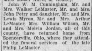 Obituary of Philip LeMaster, Muncie Star Press, May 15, 1915 | TJL ...