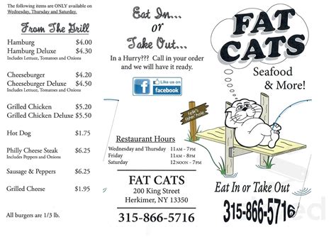 Fat Cats menus in Herkimer, New York, United States