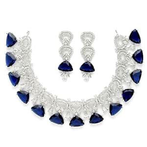Buy ZENEME Rhodium-Plated with Silver-Toned Blue and White American ...