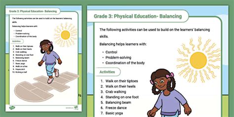 Grade 3 Life Skills Phys Ed: Balancing Activities (CAPS)