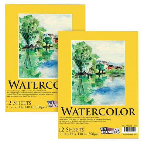 Amazon.com: U.S. Art Supply 11" x 14" Premium Heavyweight Watercolor ...