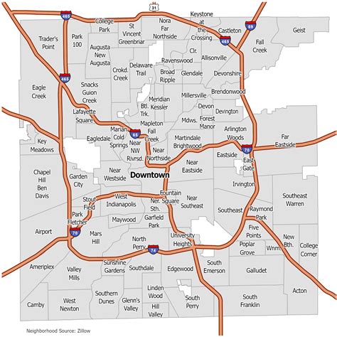 Indianapolis And Surrounding Cities Map Indianapolis Neighborhood Map