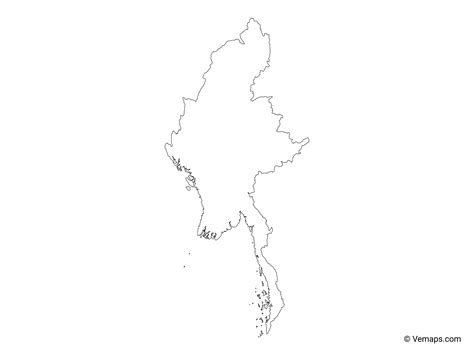Outline Map of Myanmar | Free Vector Maps