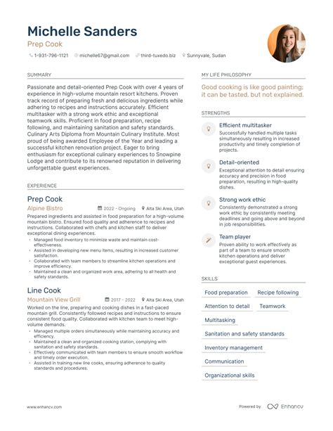 Image result for Cook Resume Examples