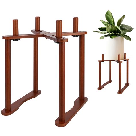 Plant Stand Indoor Adjustable from 5" to 12" Bamboo Plant Holder Corner Plant Stands for Indoor ...