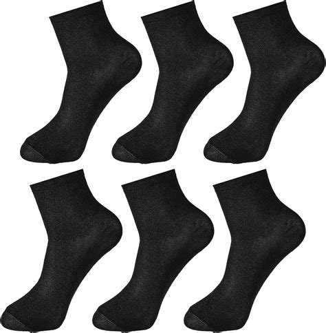 6 Pairs Womens Black Socks Size 7-10 Comfort Toe Seamed Black Ankle ...