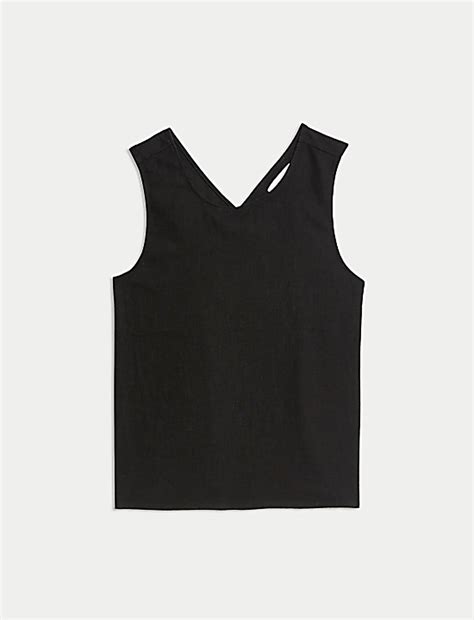 Buy Linen Rich Cross Back Tank Top at Marks & Spencer