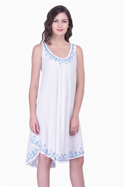 Casual Beachwear for Women dress White Embroidered Beachwear Tunics ...