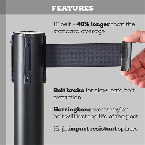 Qbuster Black Stanchions with Retractable Belt, India | Ubuy