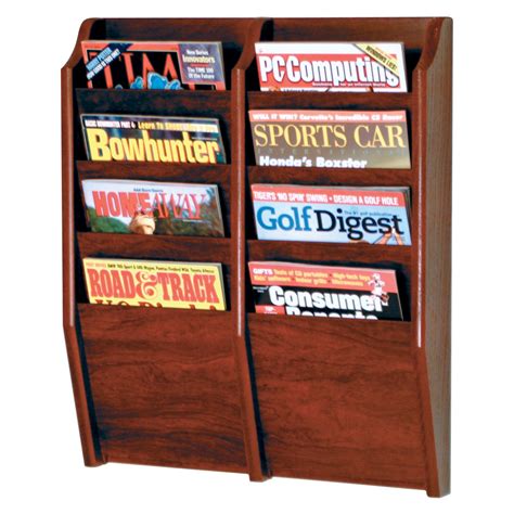 Wall Mounted Magazine Rack Shelf Organizer Wood Display File Holder ...